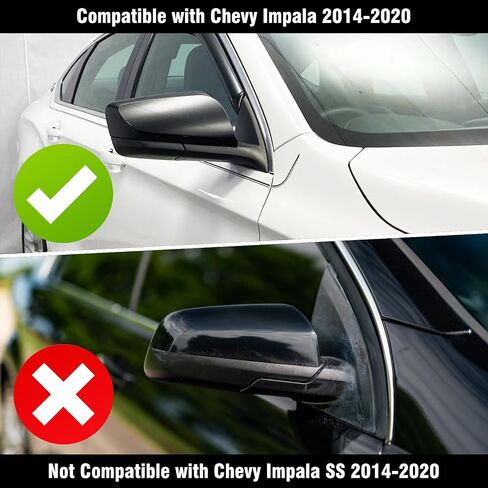 Compatible with Chevy Impala Mirror Cover 2014 2015 2016 2017 2018 2019 2020, Passenger Side Mirror Caps Replacement, Clip-on Replace for 22997386 Glossy Black Wing Mirrors Cover - Right in Saudi Arabia