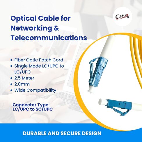 5.0M Duplex Fiber Optic Patch Cord, 09/125 LC/APC to LC/APC, 2.0mm, Low-Loss Cable for High-Speed Connectivity and Data Transmission in Kuwait