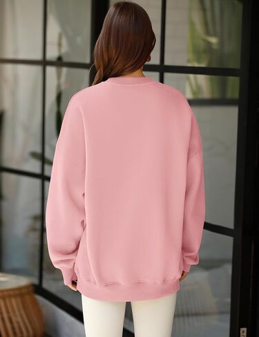 LOMON Oversized Sweatshirt for Women Long Sleeve Crewneck Sweatshirts Embroidery Pullover Sweater Graphic Fleece Tops in Saudi Arabia