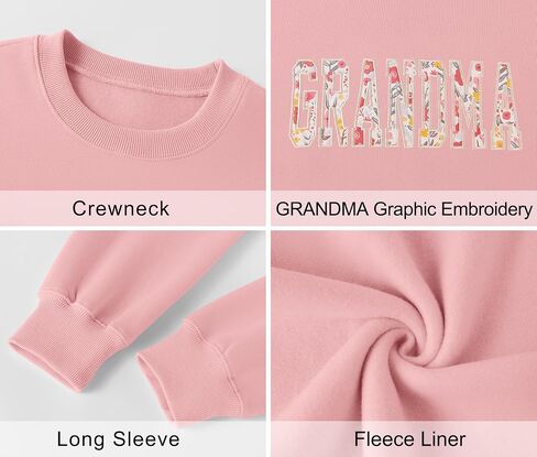 LOMON Oversized Sweatshirt for Women Long Sleeve Crewneck Sweatshirts Embroidery Pullover Sweater Graphic Fleece Tops in Saudi Arabia