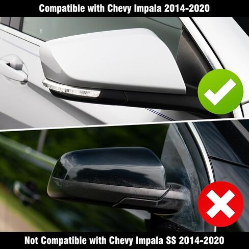 Compatible with Chevy Impala Mirror Cover 2014 2015 2016 2017 2018 2019 2020, Passenger Side Mirror Caps Replacement, Clip-on Replace for 22997386 Glossy Black Wing Mirrors Cover - Right in Saudi Arabia