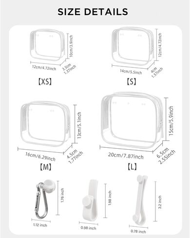 4 Packs Clear Bogg Bog Accessories Beach Tote Bag Suitable for Bogg Bag Insert Bag Cellphone Phone Holder Clear Makeup Bags Toiletry Bag Key Holder for Bogg Bag, Accessories for Bogg Bags (White) in Kuwait