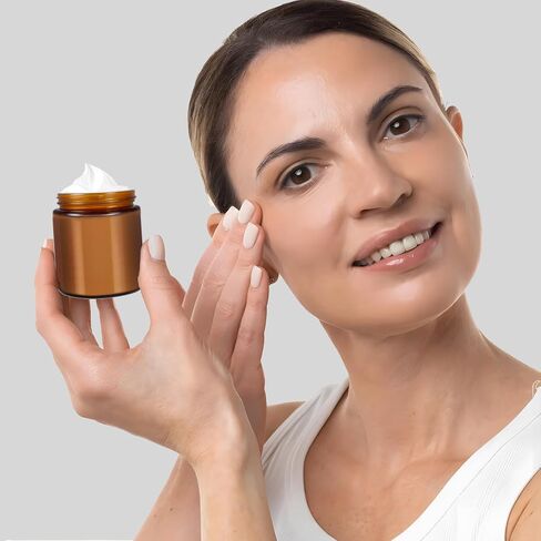 48 Pack 4oz Amber Glass Jars with Lids, Airtight Containers with Liners Lid for Cosmetics, Travel, Lotions Powder, Onitments Candle Making, DIY | Leak-Proof, Reusable (4OZ) in Saudi Arabia