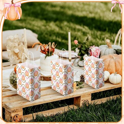 16 قطعة من Kolldenn أكياس هدايا ورقية على شكل فيونكة وردية من Kolldenn حقائب هدايا لحفلات أعياد الميلاد وعيد الميلاد مع مقابض حقائب حلوى Goodie لمستلزمات حفلات الزفاف الوردية مقاس 8.3 × 5.9 × 3.1 بوصة (فيونكة وردية صغيرة) in Kuwait