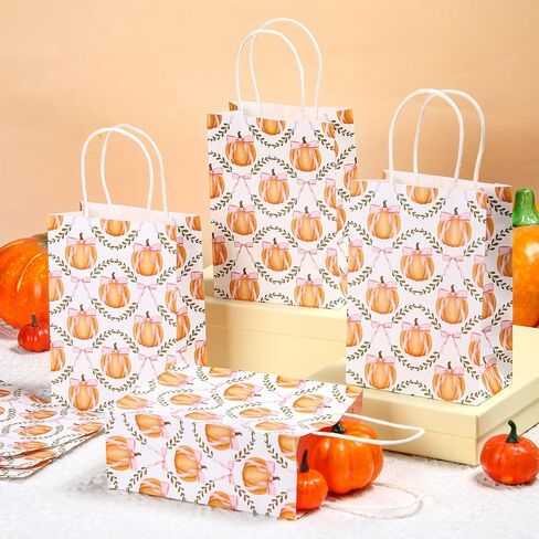 16 قطعة من Kolldenn أكياس هدايا ورقية على شكل فيونكة وردية من Kolldenn حقائب هدايا لحفلات أعياد الميلاد وعيد الميلاد مع مقابض حقائب حلوى Goodie لمستلزمات حفلات الزفاف الوردية مقاس 8.3 × 5.9 × 3.1 بوصة (فيونكة وردية صغيرة) in Kuwait