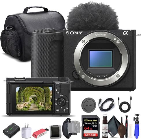 كاميرا Sony Alpha ZV-E10 II غير المرآة (الجسم فقط ، أبيض) (ZVE10M2KW) ، بطاقة ذاكرة 64 جيجابايت ، حقيبة ، قارئ البطاقة ، كابل HDMI ، ترايبود مرن ، حزام يدوي ، محفظة للذاكرة ، طقم التنظيف in Saudi Arabia