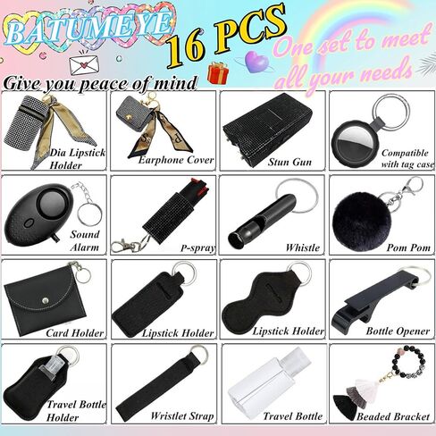 BATUMEYE Gift Set for Woman with Bottle Opener, Card Holder, Wristlet Strap, Whistle, Travel Bottle Holder in Kuwait