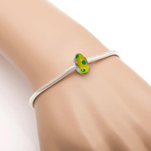 أساور سحر Pandora الأصلية Murano Fit Pandora ، 925 Sterling Silver Silver Drolbow Diatbow Green Dots Nature Frog Charm Original Glass Bead for Bracelet and Necklace in Saudi Arabia