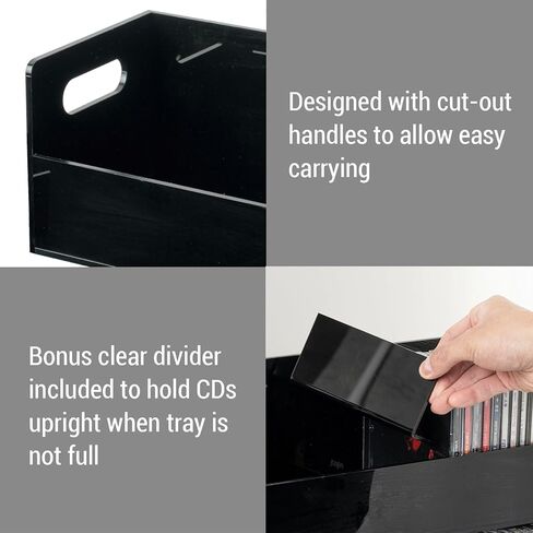 MyGift Modern Premium Clear Acrylic CD Holder Trays with Cutout Carrying Handles, Tabletop Compact Disc Jewel Case Media Storage Organizer Racks, Set of 2 in Kuwait