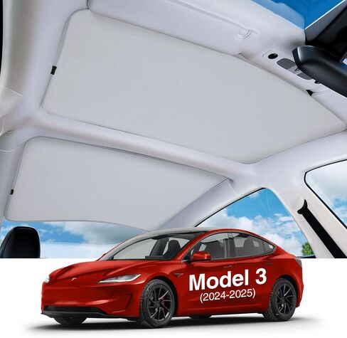 Tesla Model Y Sunshade Roof, Nano Ice-Crystal Coatings Never Sag Sunroof Sun Shade, Anti-UV Heat Insulation Foldable Glass Roof Sunshade with Storage Bag for Model Y Accessories 2020-2025 in Saudi Arabia