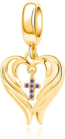 Angel Wing Dangle Charm Birthstone Corss Bead Compatible with Pandora Bracelet Women Present in Saudi Arabia