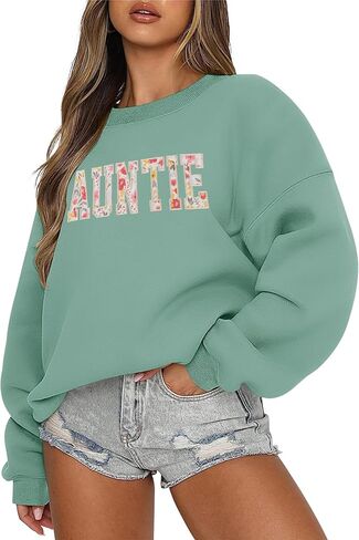 LOMON Oversized Sweatshirt for Women Long Sleeve Crewneck Sweatshirts Embroidery Pullover Sweater Graphic Fleece Tops in Saudi Arabia