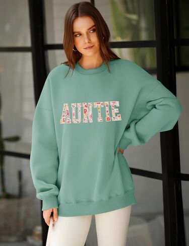 LOMON Oversized Sweatshirt for Women Long Sleeve Crewneck Sweatshirts Embroidery Pullover Sweater Graphic Fleece Tops in Saudi Arabia