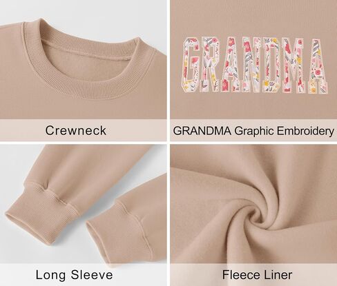 LOMON Oversized Sweatshirt for Women Long Sleeve Crewneck Sweatshirts Embroidery Pullover Sweater Graphic Fleece Tops in Saudi Arabia