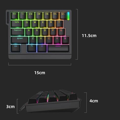 HE30 TRIGGER TRIGGER MAGNECT SWITCH MAMING MAMING FEAFT ، تأثير قاعة واحدة بيد RGB Hotswap Actuape 8KHz Hyper Hyper Mini Macro Gasket E-Sports Keypad Mechanical Keyboard (Black) in Kuwait