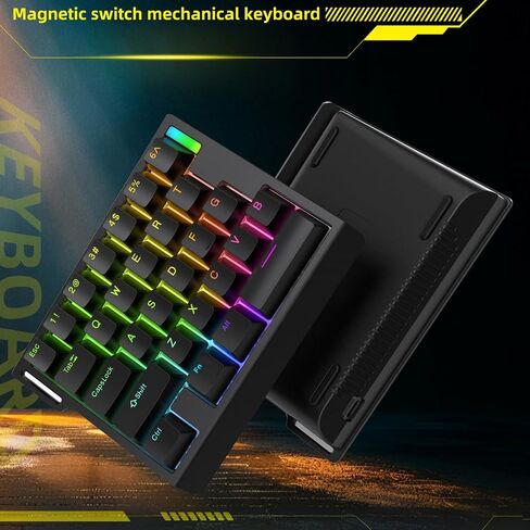 HE30 TRIGGER TRIGGER MAGNECT SWITCH MAMING MAMING FEAFT ، تأثير قاعة واحدة بيد RGB Hotswap Actuape 8KHz Hyper Hyper Mini Macro Gasket E-Sports Keypad Mechanical Keyboard (Black) in Kuwait