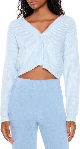 Forever 21 Women's Fuzzy Knit Cardigan Sweater in Saudi Arabia
