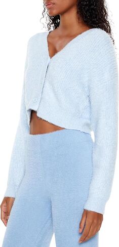 Forever 21 Women's Fuzzy Knit Cardigan Sweater in Saudi Arabia