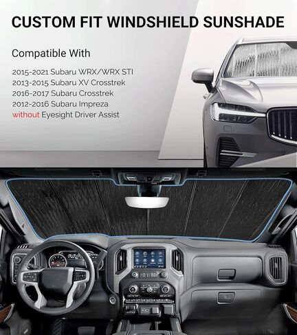 Windshield Sunshade for Subaru WRX/WRX STI 2015-2021, XV Crosstrek 2013-2015, Crosstrek 2016-2017, Impreza 2012-2016. Without Eyesight Driver Assist- AstraGuard in Saudi Arabia