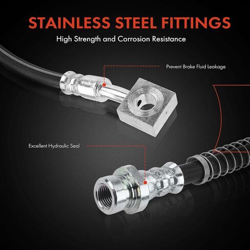 A-Premium Front Driver Brake Hydraulic Hose Compatible with Select Hyundai Models - Tiburon 2005 2006 2007 2008, 2.7L - Replace# 587312C000 in Saudi Arabia