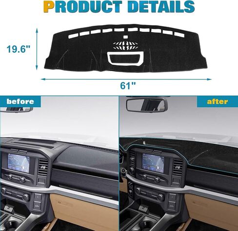 x xotic tech Center Console Dashboard Die-Cut Antiskid Overlay Decor Cover Sunshield Sun Glare Protector Dash Mat Carpet Pad Black Compatible with Ford F150 2009-2014 in Saudi Arabia