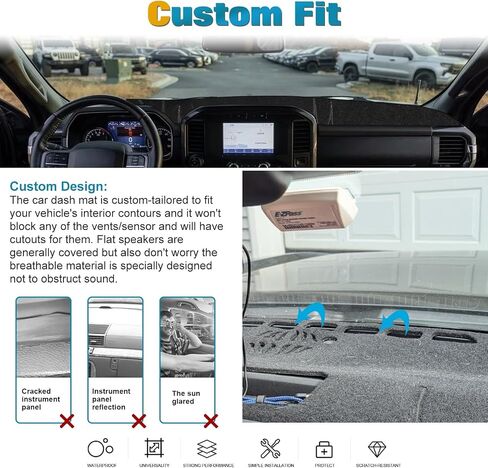 x xotic tech Center Console Dashboard Die-Cut Antiskid Overlay Decor Cover Sunshield Sun Glare Protector Dash Mat Carpet Pad Black Compatible with Ford F150 2009-2014 in Saudi Arabia