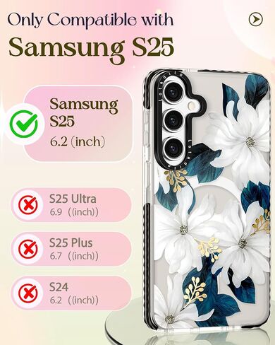 Cute Case for Samsung Galaxy S25 Ultra for Women Girls - Funny Blue Flower Design Compatible with Magsafe Magnetic Ring Holder Kickstand Fashion TPU Phone Covers in Kuwait