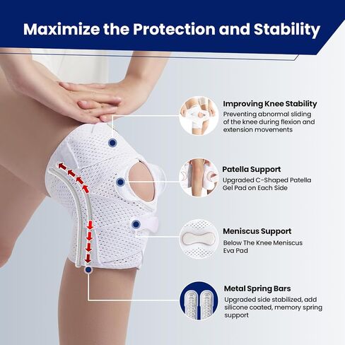 Knee Brace for Meniscus Tear, Knee Pain, Adjustable Breathable Knee Support with Side Stabilizers for Knee Pain Arthritis Recovery Joint Support, Women and Men in Saudi Arabia