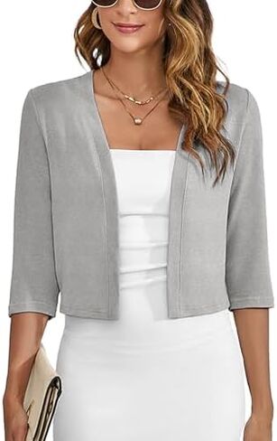 Heymoments Women's 3/4 Sleeve Thin Shrugs Lightweight Open Front Cropped Cardigan for Women in Kuwait