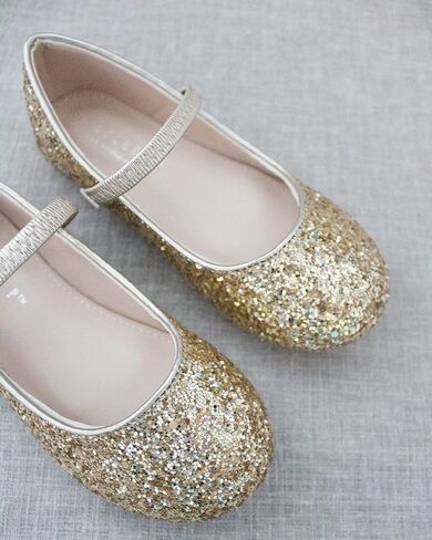 Rock Glitter Mary Jane Ballet Flats ، Flower Girls Shoes ، Fordler Girls ، أحذية الحفلات ، شقق أعياد الميلاد in Saudi Arabia