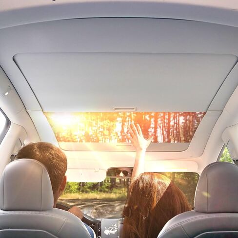 OEDRO Fit 2020-2024 Tesla Model Y Retractable Sunshade Roof, Upgraded 3.0 Full Coverage Windshield Glass Roof Sun Shade, UV Protection & Heat Resistance Shade Compatible with 2020-2024 Tesla Model Y in Saudi Arabia