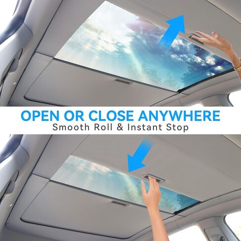 OEDRO Fit 2020-2024 Tesla Model Y Retractable Sunshade Roof, Upgraded 3.0 Full Coverage Windshield Glass Roof Sun Shade, UV Protection & Heat Resistance Shade Compatible with 2020-2024 Tesla Model Y in Saudi Arabia