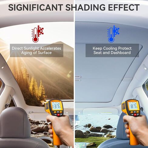 OEDRO Fit 2020-2024 Tesla Model Y Retractable Sunshade Roof, Upgraded 3.0 Full Coverage Windshield Glass Roof Sun Shade, UV Protection & Heat Resistance Shade Compatible with 2020-2024 Tesla Model Y in Saudi Arabia