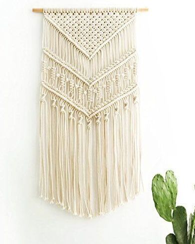 BOHOLIFE Macrame Wall Hanging Art Woven Boho Home decor, Yarn Tapestry Wall Decor for Bedroom, Nursery, Apartment, Dorm Decoration, Christmas Gift for Teen Girl Mom, 16" W x 33" L in Saudi Arabia
