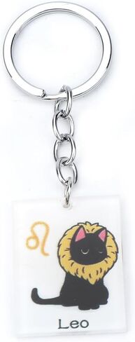 12 Zodiac Signs Black Cat Keychain ، سلسلة مفاتيح القط المضحكة للنساء ، هدية عيد ميلاد لعشاق القطط in Kuwait