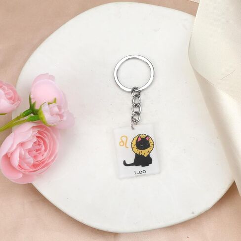 12 Zodiac Signs Black Cat Keychain ، سلسلة مفاتيح القط المضحكة للنساء ، هدية عيد ميلاد لعشاق القطط in Kuwait