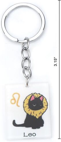 12 Zodiac Signs Black Cat Keychain ، سلسلة مفاتيح القط المضحكة للنساء ، هدية عيد ميلاد لعشاق القطط in Kuwait