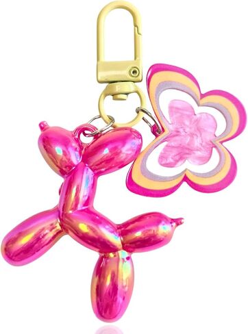 Cute Butterfly Balloon Dog Keychain, Pink Bag Charms，Aesthetic Accessories Y2K Silver Keyring for Women Car Keys Purse in Saudi Arabia