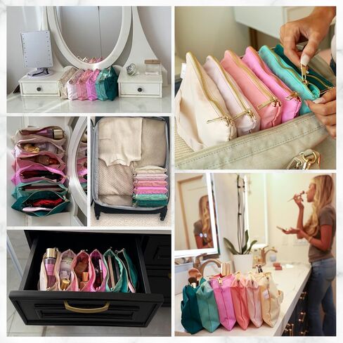 Accordion Makeup Bag, Travel Makeup Bag with 6 Compartments, Large Capacity Cosmetic Bags for Women, Toiletry Bag for Women, Makeup Organizer, Zipper Pouch Preppy Stuff in Saudi Arabia