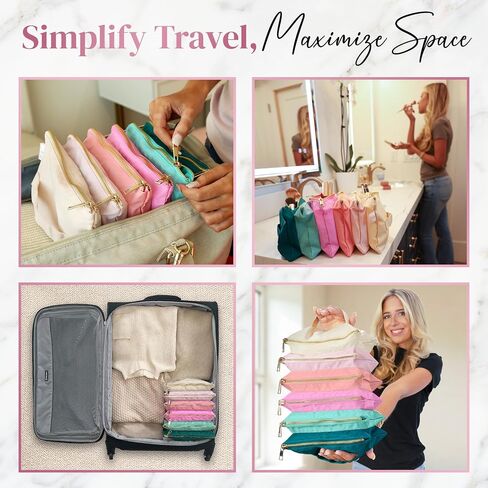 Accordion Makeup Bag, Travel Makeup Bag with 6 Compartments, Large Capacity Cosmetic Bags for Women, Toiletry Bag for Women, Makeup Organizer, Zipper Pouch Preppy Stuff in Saudi Arabia