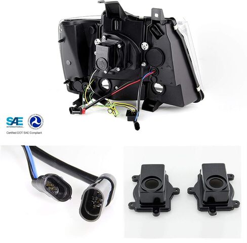 AKKON - Fits 2007-2013 Chevy Avalanche 2007-2014 Tahoe Suburban 1500/2500 C-Tube Projector Black Headlights Pair Left + Right in Saudi Arabia
