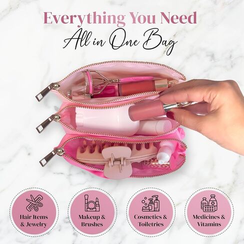 Accordion Makeup Bag, Travel Makeup Bag with 6 Compartments, Large Capacity Cosmetic Bags for Women, Toiletry Bag for Women, Makeup Organizer, Zipper Pouch Preppy Stuff in Saudi Arabia