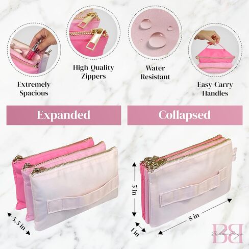 Accordion Makeup Bag, Travel Makeup Bag with 6 Compartments, Large Capacity Cosmetic Bags for Women, Toiletry Bag for Women, Makeup Organizer, Zipper Pouch Preppy Stuff in Saudi Arabia