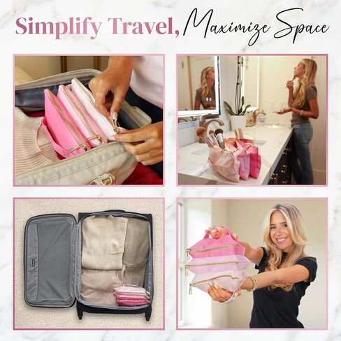 Accordion Makeup Bag, Travel Makeup Bag with 6 Compartments, Large Capacity Cosmetic Bags for Women, Toiletry Bag for Women, Makeup Organizer, Zipper Pouch Preppy Stuff in Saudi Arabia
