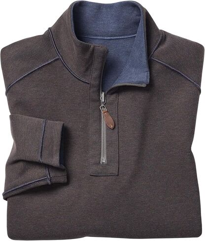 Johnston & Murphy Men's Reversible Solid Quarter-Zip Blue/Light Gray M US in Kuwait
