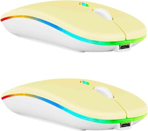 Urbanx Wireless Mouse 2 Pack for Lenovo Tab P11 Plus/Tab M8 (3rd Gen)/Tab M7 (3rd Gen)/K13 Note/Yoga Tab 13 - Bluetooth 5.2 و 2.4 جيجا هرتز القابلة لإعادة الشحن مع محول USB اللاسلكي ،. in Saudi Arabia