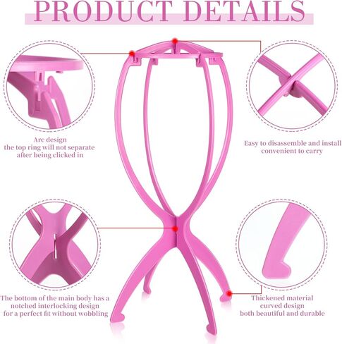 Wig Stand, Portable Wig Holder Wig Head Stand for All Wigs Travel Wig Hair Stylist Gifts for Women(black (2 pack)) in Kuwait