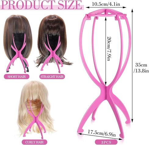 Wig Stand, Portable Wig Holder Wig Head Stand for All Wigs Travel Wig Hair Stylist Gifts for Women(black (2 pack)) in Kuwait