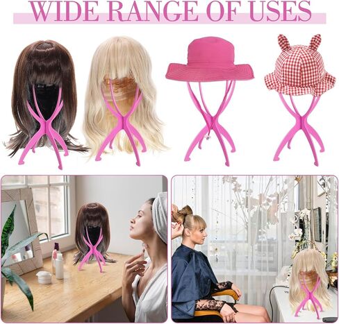 Wig Stand, Portable Wig Holder Wig Head Stand for All Wigs Travel Wig Hair Stylist Gifts for Women(black (2 pack)) in Kuwait