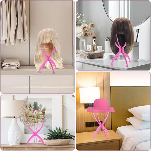 Wig Stand, Portable Wig Holder Wig Head Stand for All Wigs Travel Wig Hair Stylist Gifts for Women(black (2 pack)) in Kuwait